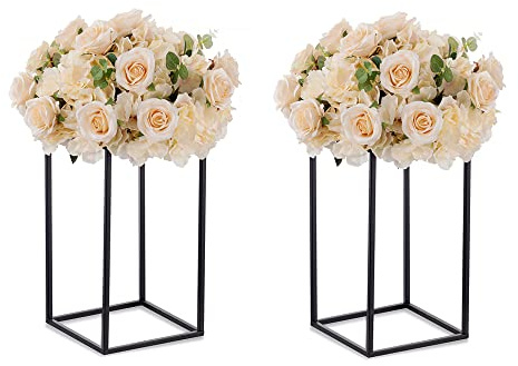 Black Plant Stand Pedestal Stand - 2 Pcs Metal Plant Stand, 15.75in Tall Flower Stand Vase Flower Holder, Wedding Centerpieces for Table, Corner Planter Pot Rack for Living Room, Home, Patio Decor