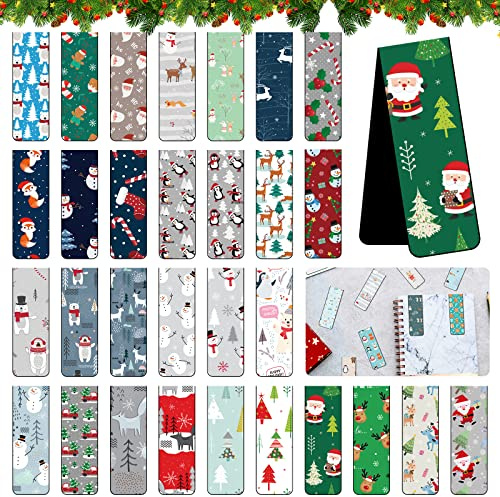 30 Stück Weihnachten Lesezeichen, Magnetische Lesezeichen, Magnetlesezeichen, Bunt Niedlichen Lesezeichen, Lesezeichenset Magnetische Seiten Markierungen für Studenten Schule Hause Lesen Büro (B)