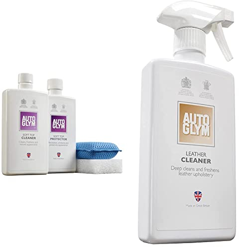Autoglym Soft Top Clean & Protect Complete Kit & LC500 Leather Cleaner, 500ml