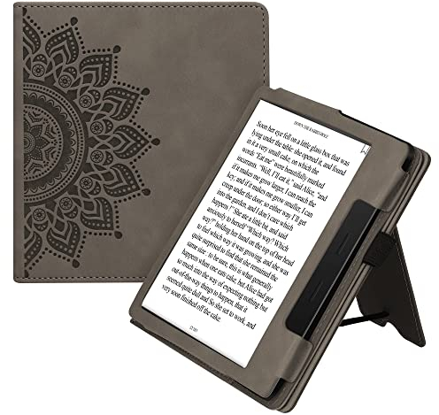 kwmobile Schutzhülle kompatibel mit Amazon Kindle Oasis 10. Generation Flip Hülle - Cover mit Handschlaufe - Aufgehende Sonne Grau