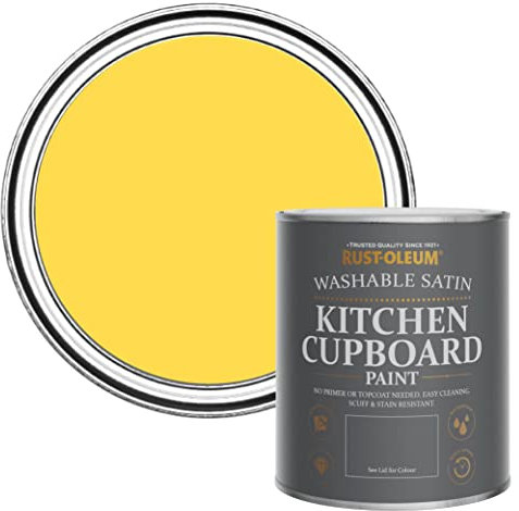 Rust-Oleum Yellow Scrubbable Kitchen Cupboard Paint in Satin Finish - Lemon Sorbet 750ml
