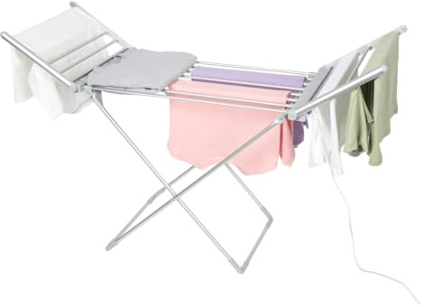 HomeVibe Electric Heated Clothes Airer Folding Laundry Dryer – Portable Winged Heat Rack, Energy Efficient Indoor Clothes Dryer, Foldable Heated Drying Rack with Large Drying Space
