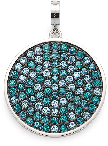 JEWELS BY LEONARDO Anhänger Clip & Mix Holly • Ketten-Anhänger aus silberfarbenem Edelstahl • rundes Amulett aus unzähligen blauen Glaskirstallen • Clip M (4,8 mm Ø) • Schmuck Geschenk Damen • 022882
