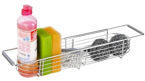 YQh Retractable Sink Drain Rack, 304stainless Steel Expandable Sink Storage Rack, Adjustabl Kitchen Sponge Drying Rack, soap Rack, Breathable Drainage (Adjustable Length 14in-18in)