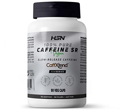 HSN Cafeína de Liberación Lenta CaffXtend® (200mg Pura Cafeína por Toma) | 90 Cápsulas de Efecto Duradero Hasta 12 Horas | SIN Aditivos | No-GMO, Vegano, Sin Gluten
