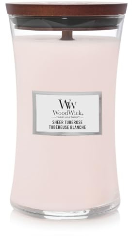 WoodWick große Kerze 609,5g - Tuberose Duft - Zylindrisch - Indoor - Holzbehälter - 1 Stück - WoodWick Sheer Tuberose