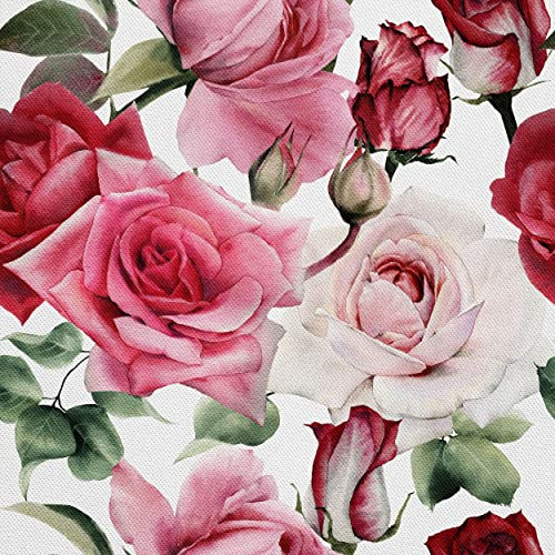 HEKO PANELS Stoff Oxford wasserdicht, Rosen Blumen, 1 Meter 155 x 100 cm | Dekostoffe zum Nähen und Handwerken, blickdichte Möbelstoffe, Nähstoffe DIY, als Meterware erhältlich