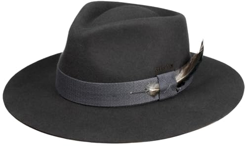 Stetson Calverstown Outdoor Wollhut Unifarbener Travellerhut Asahi Guard Herren Herbst Winter anthrazit M (56-57 cm)