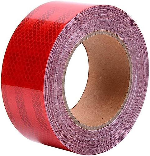 ONTWIE Ruban Réfléchissant Rouge 20m x 5cm - Ruban Réflecteur Imperméable Auto-adhésif - Ruban de Sécurité-Bande d'Avertissement Visible