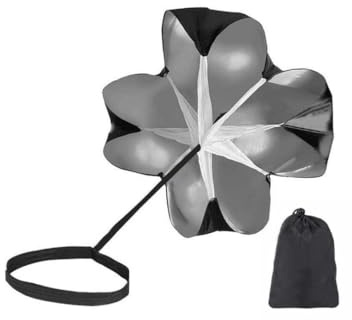 VIKZON Paracadute di Resistenza + Borsa di stoccaggio - Allenamento Calcio - Materiale Sportivo di Resistenza (Nero)