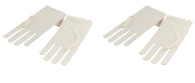 Guantes de gasa de satén con lazo para dama de honor, comunión, boda, fiesta, color beige, Juego de 2 (multicolor), as description