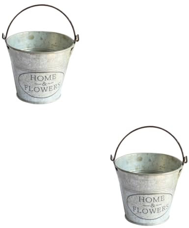 Ciieeo 2pcs Aesthetic Decor Creative Flower Bucket Iron Bucket Home Decoration for Wedding Centerpieces
