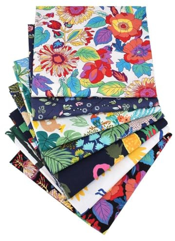 SHTGOI Baumwolle Stoff Patchwork Stoffpaket Stoffbündel Blumen Baumwollstoff Baumwolle Quiltingstoff Bündel 7pcs Stoffpakete zum Nähen Dschungel Tropische Blätter Palme Ananas Druck
