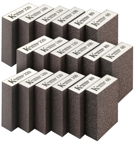 18 Stück Schleifschwamm, 60/80/100/120/180/220 Grob und Feinheiten der Schleifschwamm Holz, Nasse und Trockene Schleifblock für Holzbearbeitung Entgraten, Haushalt Schleifen, Bernstein Polieren