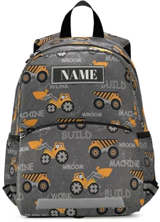 HMZXZ Sac à dos pour enfants avec nom personnalisé pour enfants, cartable de tracteurs Ccartoon Farming pour garçons et filles de 3-6 ans, sac à dos personnalisé coloré auto garderie sac préscolaire