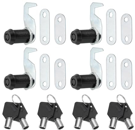 PATIKIL Black Finish Cam Lock 1-1/8 Inch, 4 Pack Cylinder Cabinet Locks Keyed Alike Zinc Alloy Secure Lock Replacement Set for Tool Box Cabinet Files Drawers Rv Storage Lock