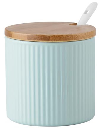Dowbom Zuckerdose mit Deckel und Löffel, Zuckerdose, Zuckerdose, Zuckerdose, Vorratsdose, Zuckerbehälter (Blau)