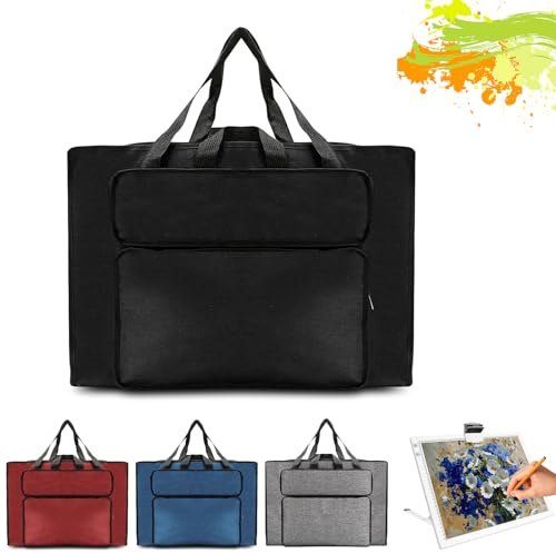 MeYuxg Bolsa de dibujo, carpeta de artista, bolso de mano, bolsa de plástico impermeable, para almacenamiento de suministros de arte, paquete de pintura para estudio y bocetos al aire libre, Negro