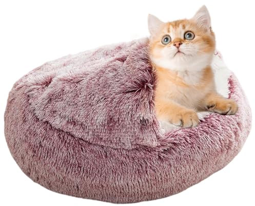 Samuliy Lit pour chat couvert, lit pour chat avec capuche, lit confortable pour animaux de compagnie, petite niche pour l'intérieur, lit couvert pour chien, niche confortable