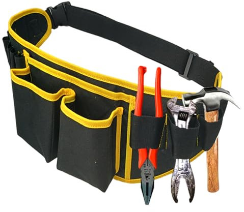 NLONLL Cintura Porta Attrezzi in Tela Oxford Cintura da Lavoro Uomo Porta Attrezzi da Cintura con 12 Tasche Staccabile e Regolabile Cintura Attrezzi per Elettricista Carpentiere Tecnico Manutenzione