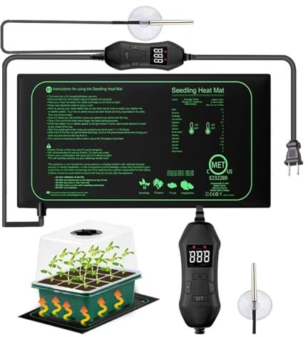 RLVYTA Tappetino riscaldante per piantine Termostato Regolabile da 50 W per Piante da vivaio, per la germinazione dei Semi da Interni, per la Crescita del Calore Cuscini riscaldanti per Piante