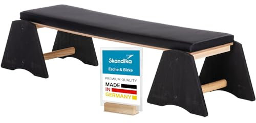 Skandika Vira | Banco de musculación, banco inclinado de madera maciza, 148 x 42 cm, con dos patas, Fabricado en Alemania, para colgar en la espaldera, soporta hasta 120 kg (negro)
