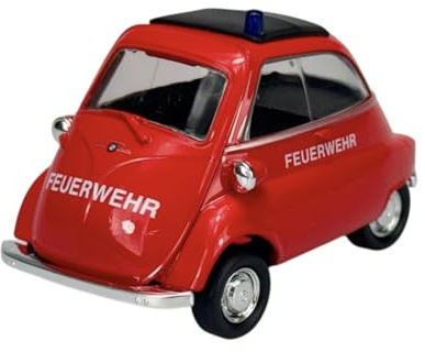 Welly Modell Auto Kompatibel mit BMW Isetta Feuerwehr Rot 1955-1962 ca 1/34-1/39 Metal Modell Auto Die Cast Neu im Kasten