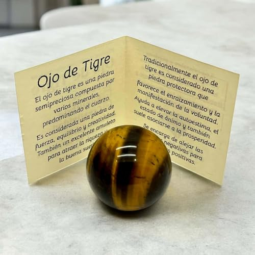 arana's® - Bola OJO DE TIGRE esfera de 3 cm - Cristales naturales y piedras preciosas - Reiki curación chakras - Piedras curativas pulidas sanación - Amuleto de la suerte (Ojo tigre)