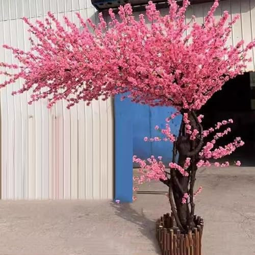 Glenmi Árbol de durazno Artificial con Flores: Flores Rosas Artificiales y Tronco de Madera Natural for decoración de Interiores, Fiestas y presentaciones de Temporada.(2mx1.8m)