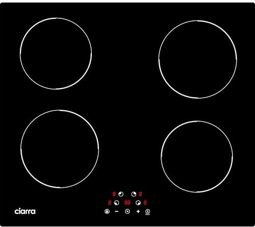 CIARRA Placa Vitroceramica 4 Fuegos 60cm Placa Induccion, Control Táctil,Temporizador, Bloqueo de Seguridad, AWBBIH4-D