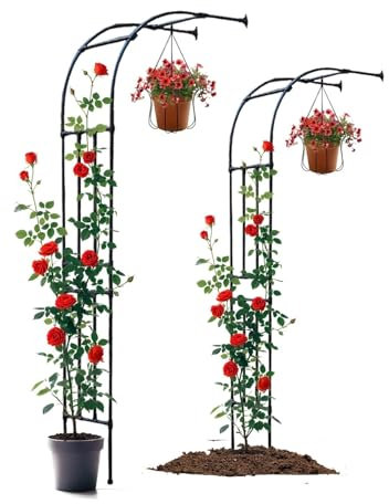 Generico Arco da Giardino per Rampicanti Pergole per Esterno Arco per Rose Metallo Mezza Parete Laterale Robusto 60x240cm 200x240cm 270x240cm Supporto Piante Antiruggine(W:90cm*H:240cm)