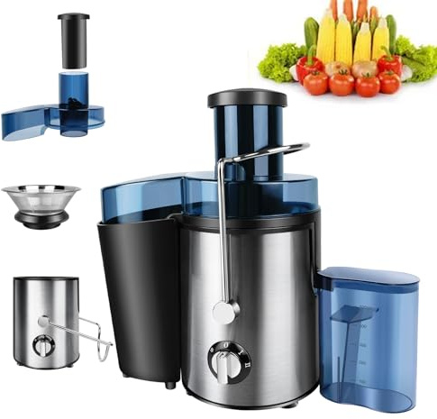 400W Entsafter Obst und Gemüse Saftpresse Elektrisch mit Edelstahlsieb [500ml] | Extra Breiter Einfüllschneck (2,6 Zoll) |Sicherheitsarm | Leicht zu reinigen | Inkl. Anti-Rutschfüßen