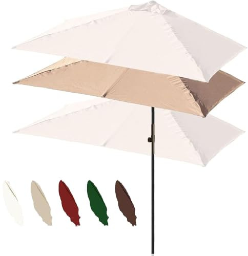 OPOLDBDMAC Halb Rechteckiger Wandschirm Außen Gartenschirm Markt Terrasse Sonnenschirm Balkon Halbschirm, 200x100cm wasserdichte Polyester-Überdachung, UV 50+(Khaki)