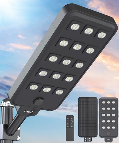 JAYNLT X-15000W Lampadaire Solaire Extérieur Puissant avec Détecteur 4 Modes