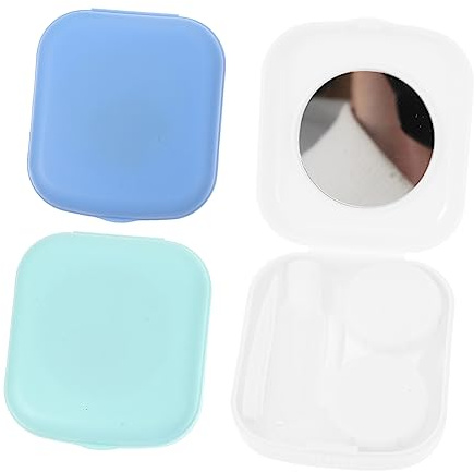 Veemoon Estuche para Lentes De Contacto Pequeño 3 Unidades Kit Portátil Espejo y Pinzas para Solución Tamaño Viaje Uso Diario Aire Libre para Cuidado De Lentillas