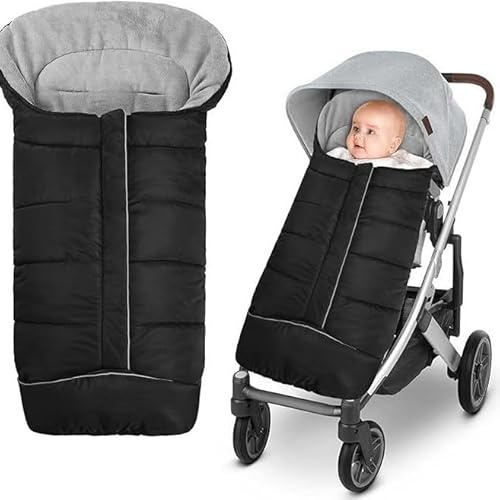 Fotsäck barnvagn vinter åkpåse buggy, vinteråkpåse babyåkpåse, åkpåse babyskål med dragkedja, vattentät baby åkpåse vinter för alla barnvagnar, universell, maskintvättbar