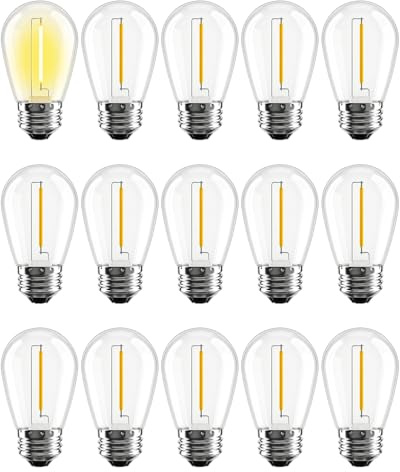 Hcnew Ampoules LED S14 pour Guirlande Solaire Exterieur, Blanc Chaud 2700 K, 1 W équivalent à 5 W, 24V E27 Ampoule Decorative LED Pour Guirlande Guinguette solaires,Fêtes,Jardins,Mariage