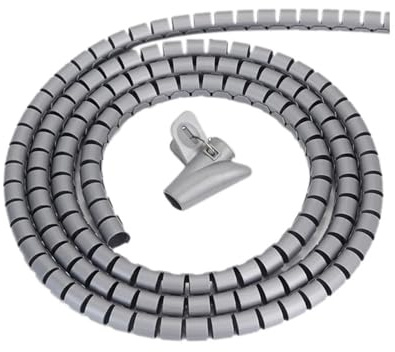 Spiral Cable Protective Sleeve, Spiral Cable Protector 1 Meter Multicolor Multiple Sizes(Grey,16mm inside diameter)