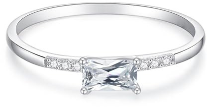 Epinki 18 Karat Gold 750 Hochzeitsband, Klassiker Antragsring mit Labor Erstellt Diamant Rechteckschliff, Trauringe PT950 Platin Echte Goldschmuck, Gr.47-65