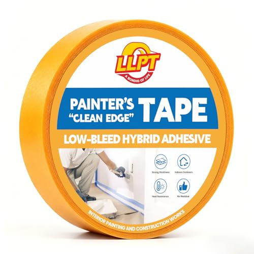 LLPT Cinta Pintor Naranja 24mm x 50m Enmascarar Multisuperficie | Alta Viscosidad Resistencia UV para Pintar y Decorar Paredes en Interiores y Exteriores
