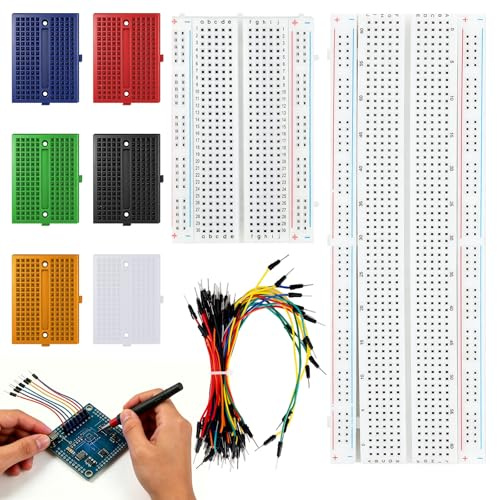 Breadboard Kit have 830、400 Tie Points 6 Mini Breadboard 65 Jumper Wires | Bread Board Electronic Set,Breadboard Kit for Arduino and Electrical Connections Block