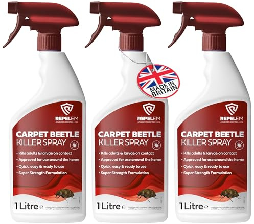 REPELEM Carpet Beetle Killer Spray - Low Toxicity, Instant Action 3L | Professional Strength Insecticide, Kills Carpet Bugs & Larvae at All Life Stages, For Carpets & Furnishings