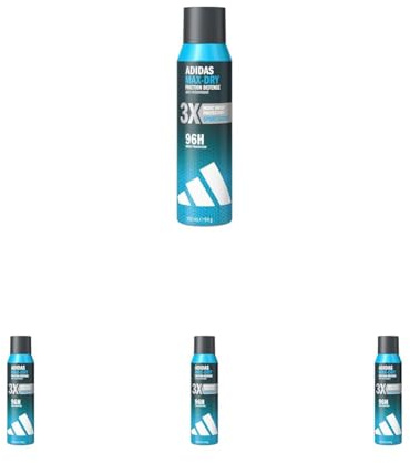 adidas Max Dry 96H Sport Scent, Deodorante Spray Antitraspirante, Con Allantoina, 3 Volte in Più di Protezione dal Sudore, Profumo Aromatico Ambrato (Confezione da 4)