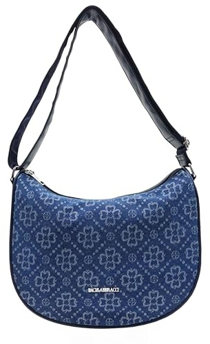 LAKCFSN Borsa a Spalla Donna in Denim Jacquard Blu Scuro | Borsa Mezzaluna Elegante con Tracolla in Pelle PU | Capiente Shopper Vintage per Ufficio e Università, Blu