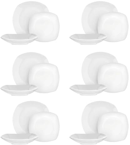 Servizio 18 piatti quadrati bianchi ceramica Square Coupe