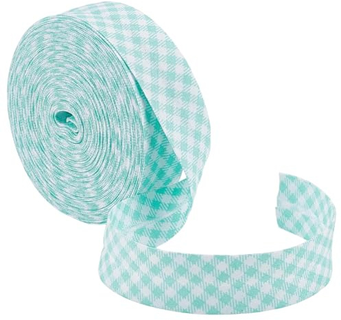 BENECREAT Nastro Sbieco a Righe Turchesi da 10m X 20mm, Nastro di Sbieco in Cotone A Doppia Piega per Cucire, Bordare, Rifinire, Orli e Produzione di Abbigliamento