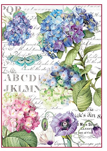 Stamperia Dragonfly Papier de Riz à découper A4 avec hortensias et libellules, Multicolore, 29,7 x 21