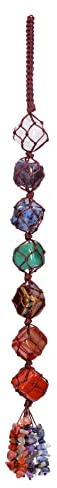 CrystalTears 7 Chakra Crystal Hanging Ornament Handmade Healing Gemstone Hanging for Home Bedroom Wall Window Decoration Positive Energy Crystal Gifts for Women Christmas Birthday