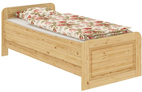 Erst-Holz®Seniorenbett extra hoch 100x200 Einzelbett + Rollrost Matratze Bett Massivholz Kiefer 60.42-10FLM
