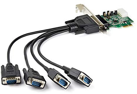 StarTech 4 Port PCIe RS232 Serielle Karte, 16950 UART (PEX4S953) | 4x DB9, bis 921, 6 Kbit/s, konfigurierbare Stromversorgung, Breakout Kabel, Windows und Linux